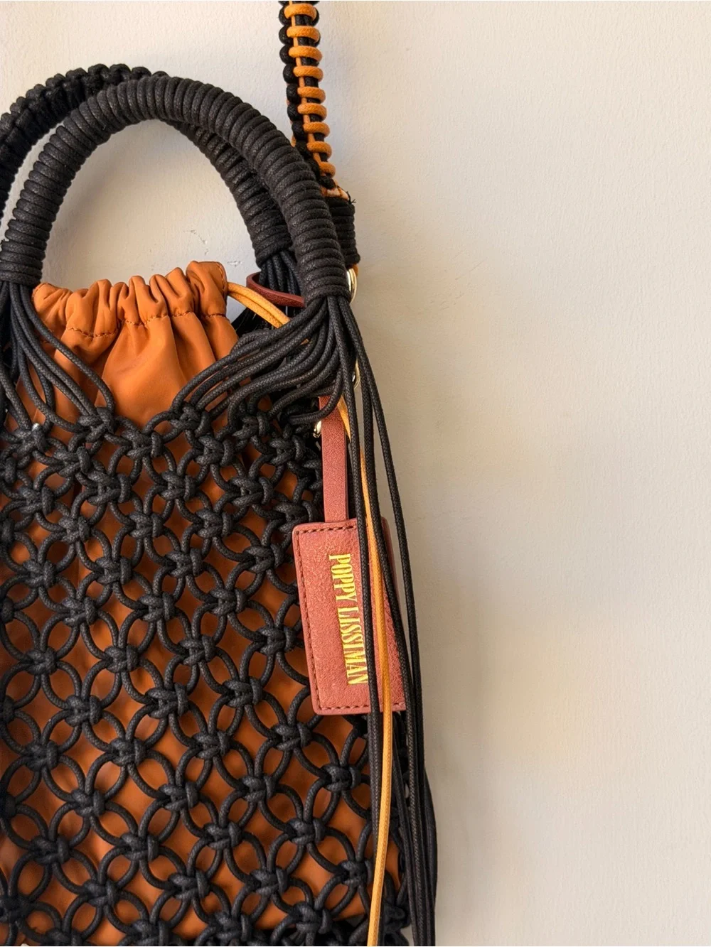 Poppy Lissiman Braided Fringe Crossbody Bag - Black and Brown